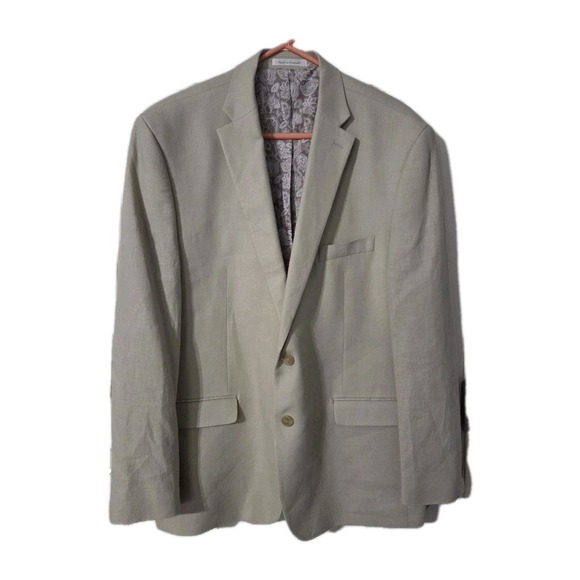 Chaps Linen Blazer Sportcoat Tan, 46R - Picture 1 of 8